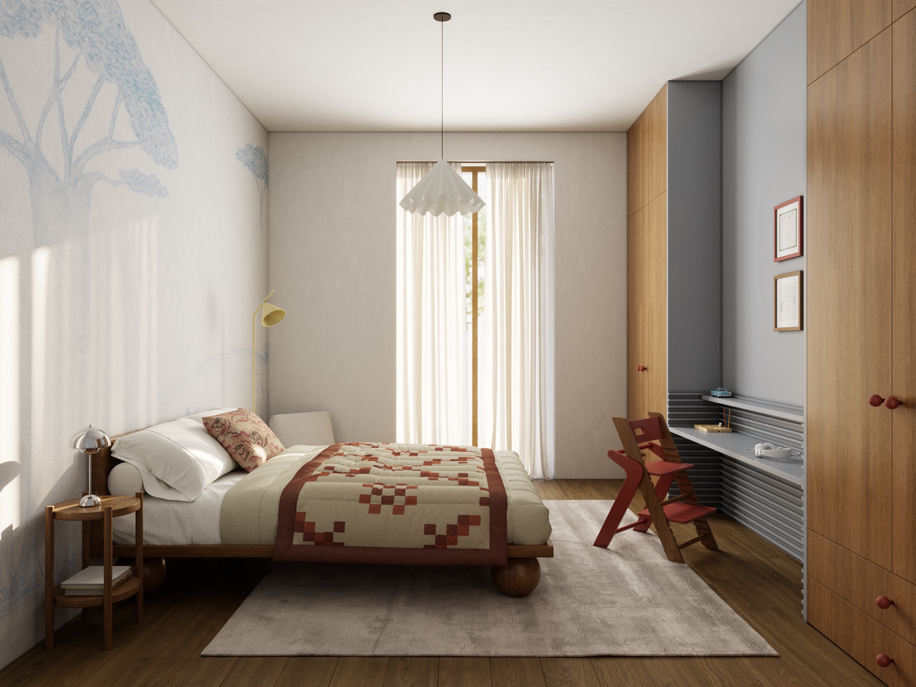 House in Moscow — children's bedroom with built-in desk