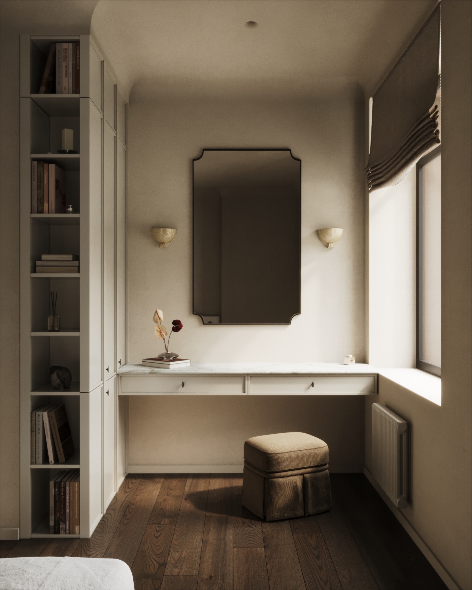 House in Astana — dressing table mirror detail
